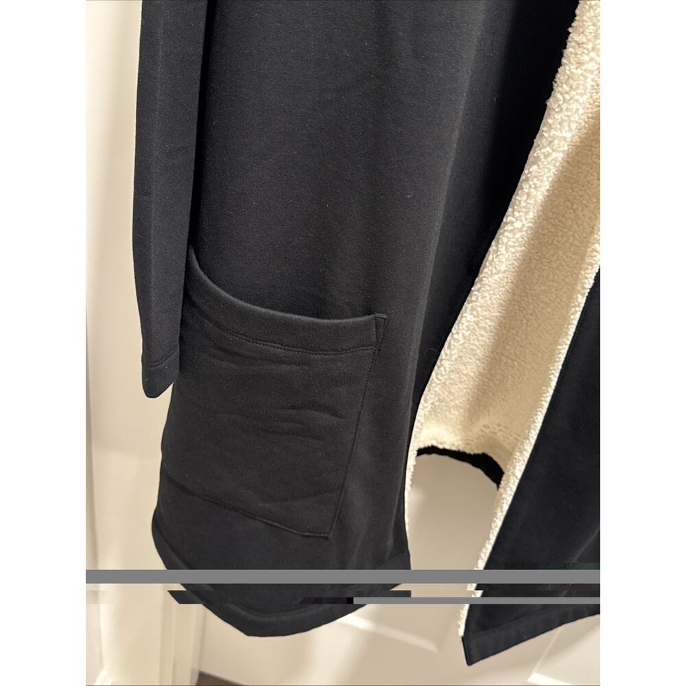Eddie Bauer Womens Sherpa Fleece Shawl Collar Cardigan Jacket Black Large NWT - Picture 4 of 6